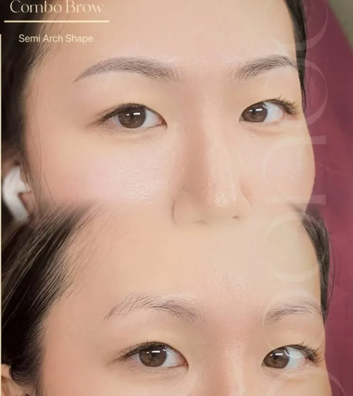 SOONOA セミアーチ眉の施術前後の比較