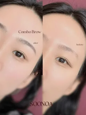 SOONOA コンボブロウ（眉アートメイク）の施術前後の比較