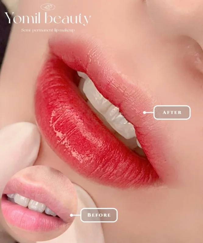 Yomil beauty リップアートメイクの施術前後の比較