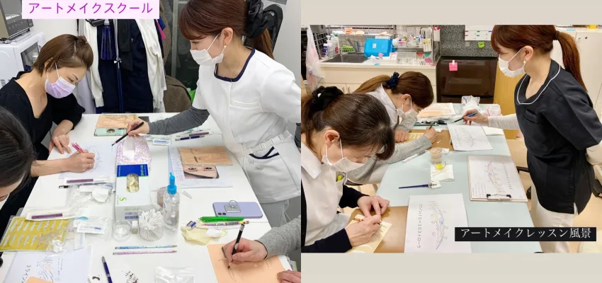 レッスンで実技を教えている様子